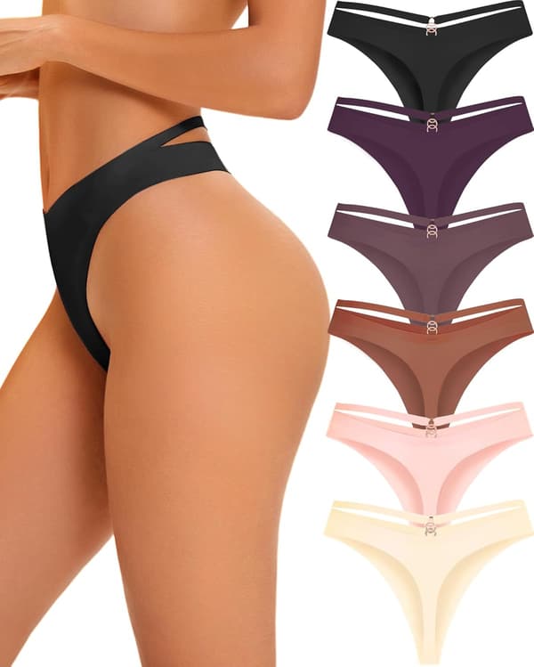 Dame Sømløse truser 6 stk. usynlige truser Pustende usynlige hule sexy undertøy[BEMS] Large