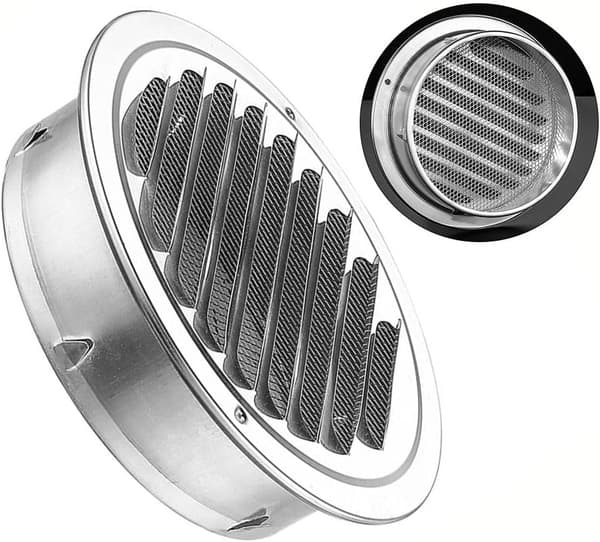 Rund ventilasjonsrist i rustfritt stål, ventilatoravtrekk, viftedekselrist (180 mm)