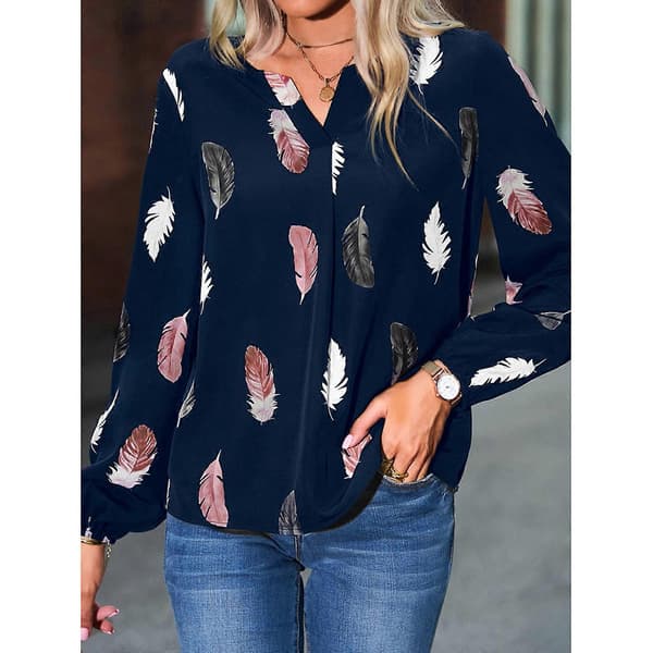 Fjertryk Langærmet Skjorte Dame Sommer Tynd Løs Bluse Mode Afslappet Løs Bluse Dame Forårs Sommerbluse Sort 3XL Black 3XL