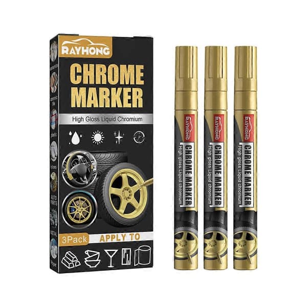 【BEMS】Metallic Liquid Chrome Mirror Finish Paint Pen Waterproof Art Marker DIY Gold