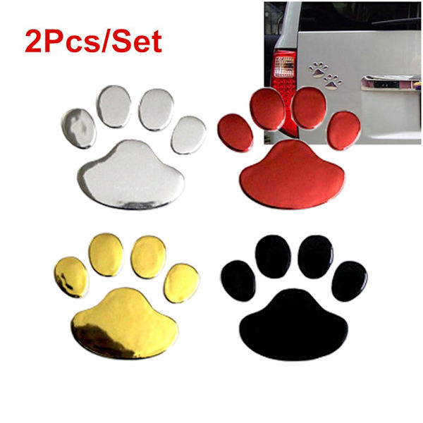 2 stk/sett Bilsticker Kule Design Pote 3D Dyr Hund Fotspor Fotspor Dekal Bilstikker