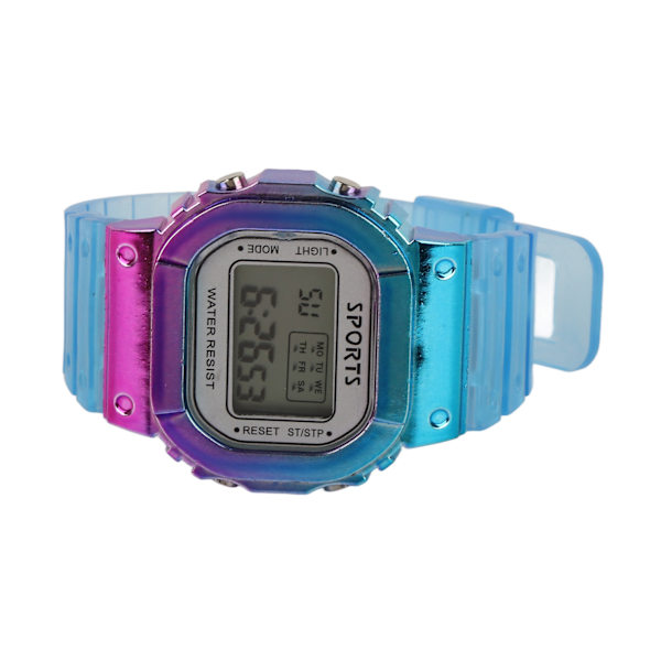 Gradient Farve Elektronisk Ur Stor Skive Vandafvisende Lang Standby Tid Lilla Blå Casual Sports Armbåndsur til Studerende
