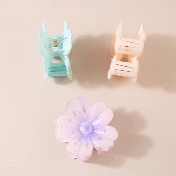 Hårklemmer til tykt hår med sikkert skridsikkert greb, tonet blomsterdesign til kvinder