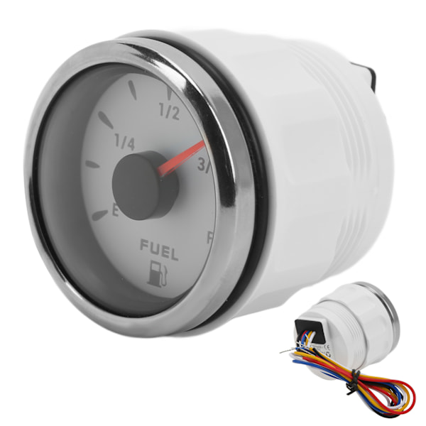 52MM bränslenivåmätare 0‑190Ω Bränsletankmätare med 7 färgbakgrundsbelysning för bilbåt RV YachtWhite