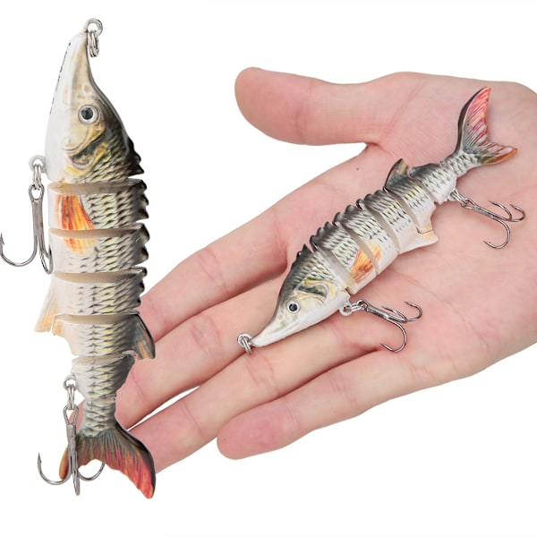 11cm Plast Fiskebete Artificiell Multisektion Sjunkande Wobbler Krokar Utrustning (JM040-3)