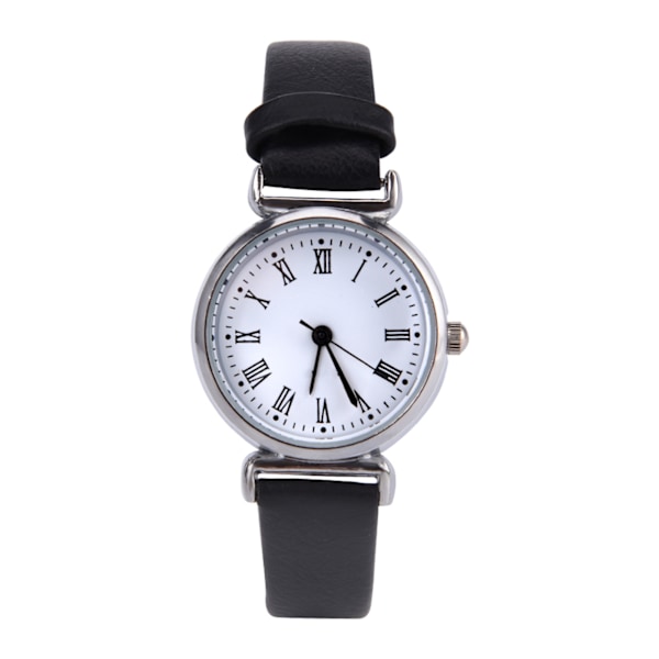 Elegant Liten Enkel Mote Kvinne Klokker Retro Lær Mini Armbåndsur (Svart)