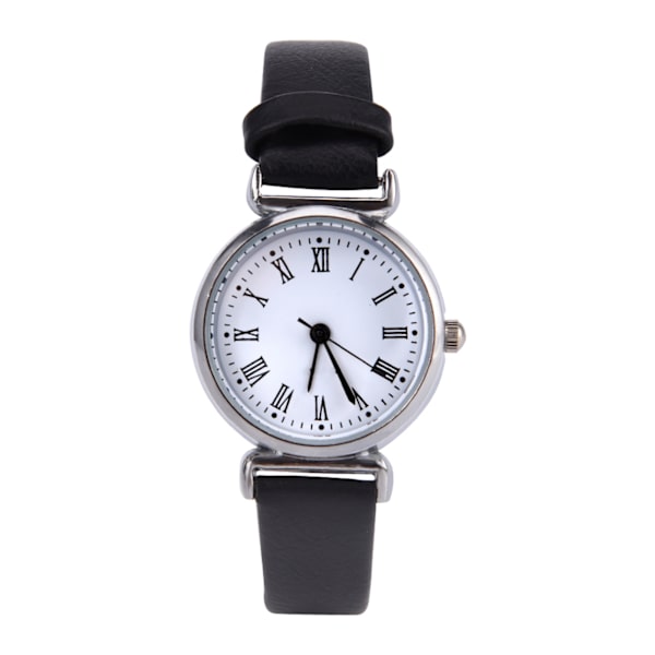 Exklusiv Liten Enkel Mode Kvinna Klocka Retro Läder Mini Armbandsur (Svart)