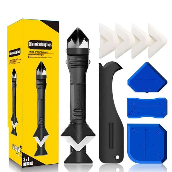 9-piece Silicone Caulking Tool – 3-in-1 Caulk Remover Tool Compatible with Finishing, Caulk Remover & Putty Scraper