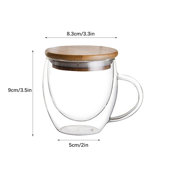 Dubbelväggig Isolerad Transparent Kaffekopp med Lock - Tjockare Design