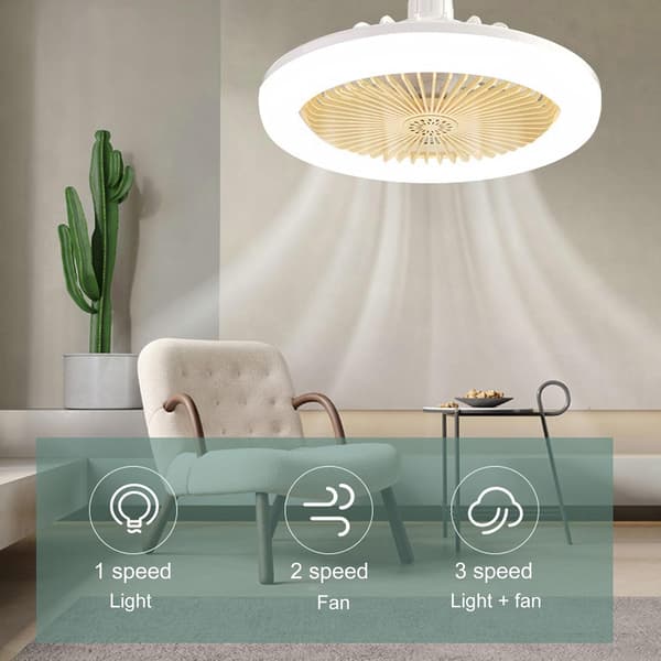 Fatningsventilator Køligt Lys, 30W 9,8 tommer Loftventilator med Lys, Aromaterapi og Fjernbetjening, Lydløs E27 LED Loftventilator Lys til Soveværelse
