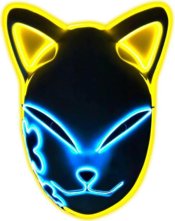 Demon Slayer-mask Animemask, LED-mask Demon Fox-mask för Demon Slayer