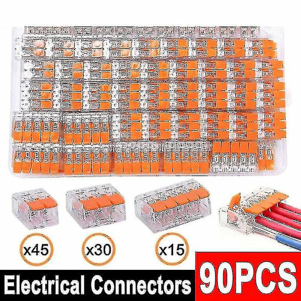90 pcs. compatible with Wago 221 electrical connector, cable block, clamp, reusable