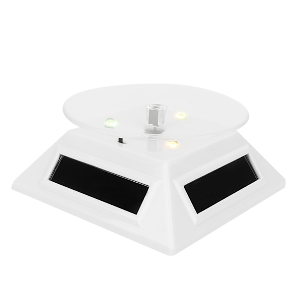 Elektrisk LED-lys Solcelledrevet Roterende Drejeskive Display Stativ til Smykker Telefon Ure Kamera