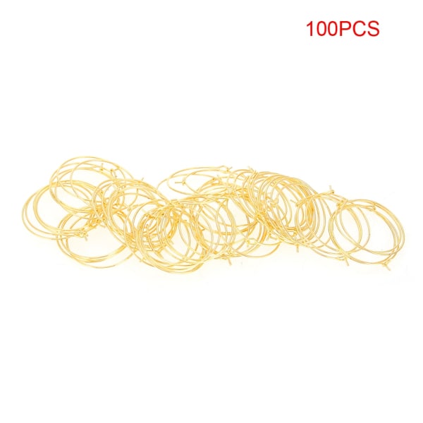 100 st Steel Circle Örhänge Loops Vinglas Hoop Ring Smycken (guld, 30 * 25 mm)-+