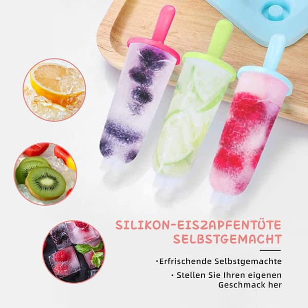 Sæt med 12 ispindeforme med plastikpinde, BPA-fri, små og store ispindeforme