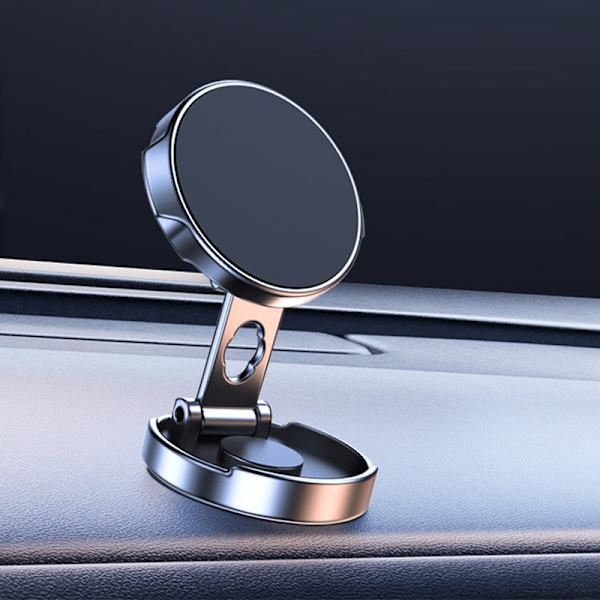 Foldbar magnetisk biltelefonholder 360° rotationsstativ Instrumentbræt Mobiltelefonbeslag Montering Sort