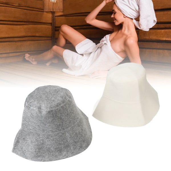 TIMH Sauna Filt Hat Hoved Beskyttelse Vand Absorption Sauna Bade Hat Vaporarium Hat til mænd og kvinder Hvid og Grå