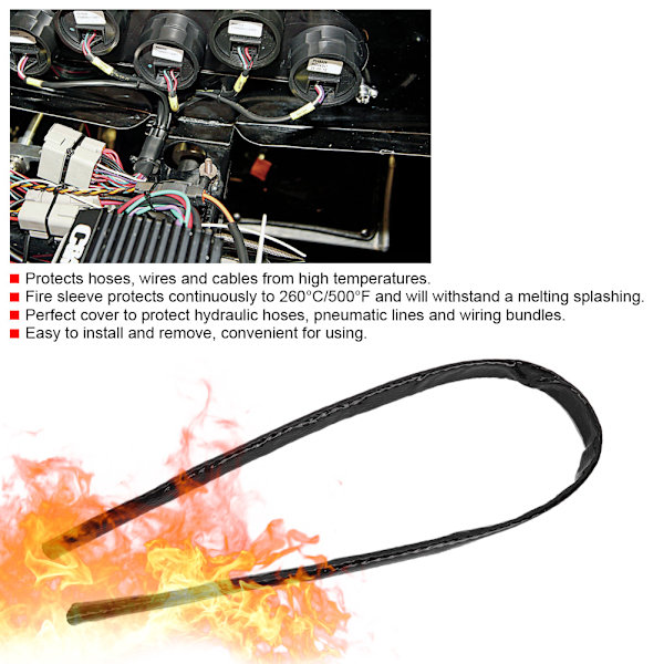 1 m sort varmebeskyttelseshylster Fire Braid Flame Heat Shield 16 mm ID 1,5 cm Passer til AN10 brændstofslange