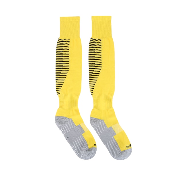 1Pair / Set Men Soccer Football Sport Knee-High Anti-Slip Thick Tube Socks Yellow Black Stripes