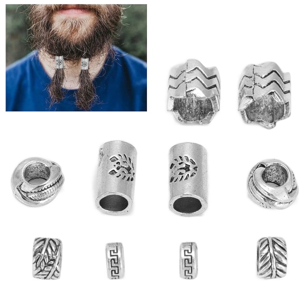 TIMH 10 st Viking Beard Beads Antika Dreadlock Tube Beads Hängen för hårdekorationer
