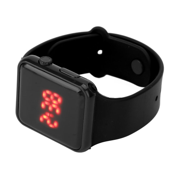 Sportklocka LED-skärm Kvadratisk Form Bakgrundsbelysning Design Digital Barnklocka för Fritidsaktiviteter Svart