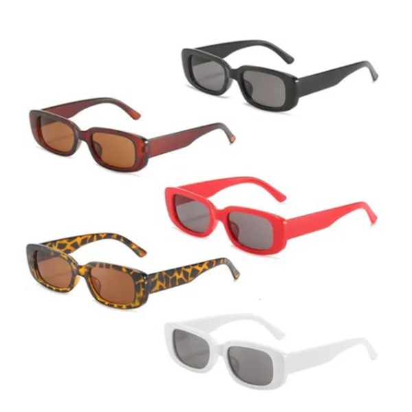 5 stk rektangulære solbriller UV-beskyttelse Slagfast letvægt Komfortable retro stilfulde solbriller