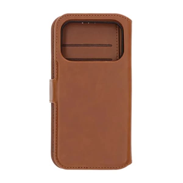 【BEMS】Rvelon Pung Etui Ægte Læder Kompatibel med iPhone 17 Pro - Brun