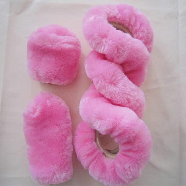 st vintervarma plyschrattskydd, 38 cm fluffigt rattskydd, handbromsskydd, växelspaksskydd, bildekoration, rosa