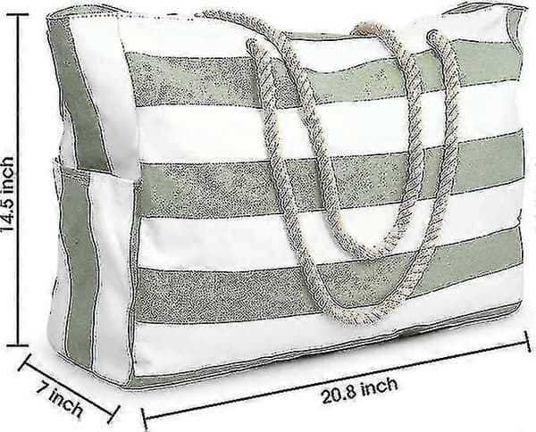 Rantakassi, Uimakassi, Vedenpitävä rantakassi, Suuri vetoketjulla, Allaskassi, Iso rantakassi, XXL Family-Bra-Bra[BEMS] Green