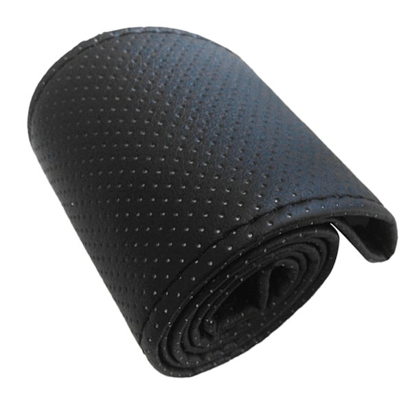 Universal bilrattskydd Handsömnad Perforerad mikrofiberläderrattkåpa för 38 cm diameter Svart