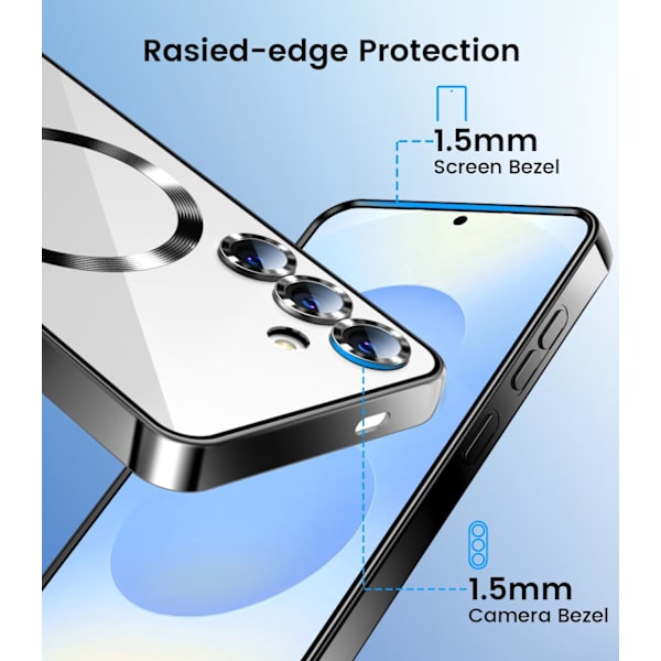 【BEMS】Samsung S25 Case – Metallic Case with Magnetic Compatibility, Slim Design - Silver silver
