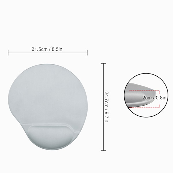 Handledsstöd Musmatta Grå Mjuk Silikon Ergonomisk Design Halkfri PU Botten Mus Handledsdyna för Kontorsarbete Spel Grå