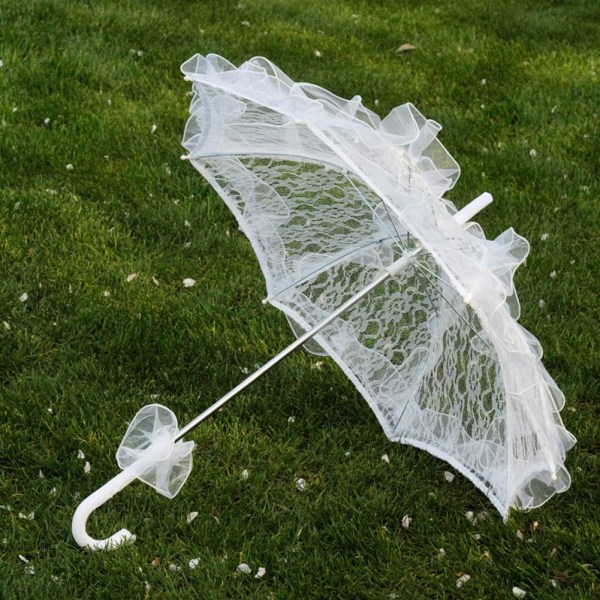 Hvit mini brudeblonde paraply Parasoll Bryllupsutstyr Bankett Scenefotografering Prop/