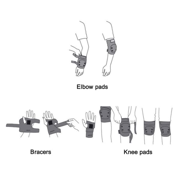【BEMS】Six-piece Knee and Elbow Pad Set - Black