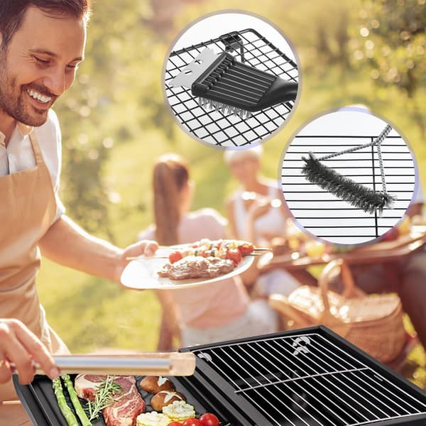 PCS Grillrensebørste 2 i 1 - Grillbørste i rustfrit stål + Spids Multifunktionel Grillbørste