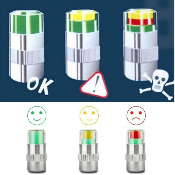 【BEMS】4 st/set Bilar Däck Lufttrycksmätare 3 Färg Alert Indikator Däckventil