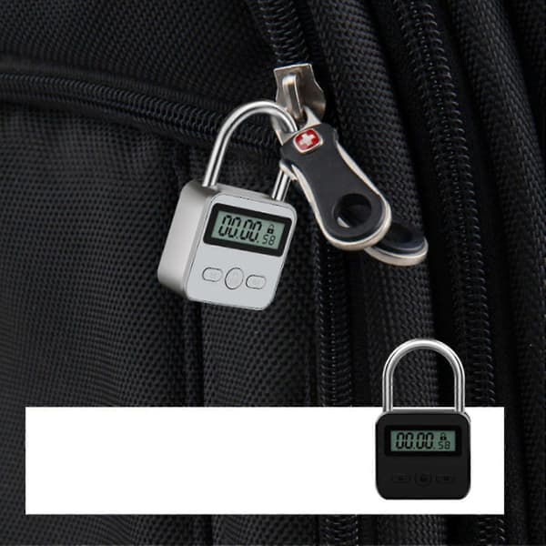 Metaltimerlås LCD-tid 99 timer maks. tid USB-timerhængelås, sort