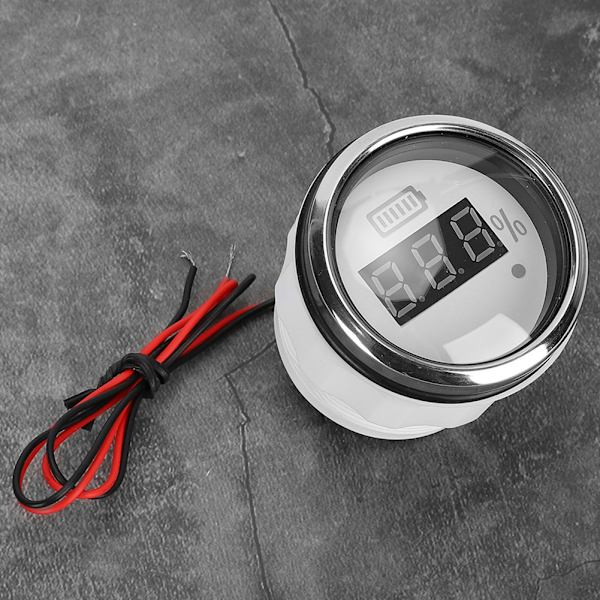 52 mm 2in digital batterimåler Vandtæt anti-dugmåler 12V med smart alarm til skibe, el-køretøjer Både (hvid urskive)