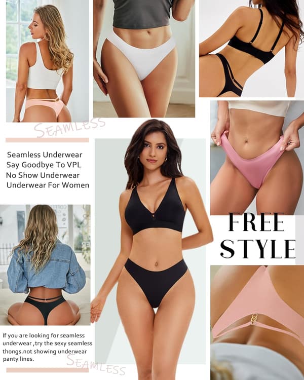 Dame Sømløse truser 6 stk. usynlige truser Pustende usynlige hule sexy undertøy[BEMS] Large