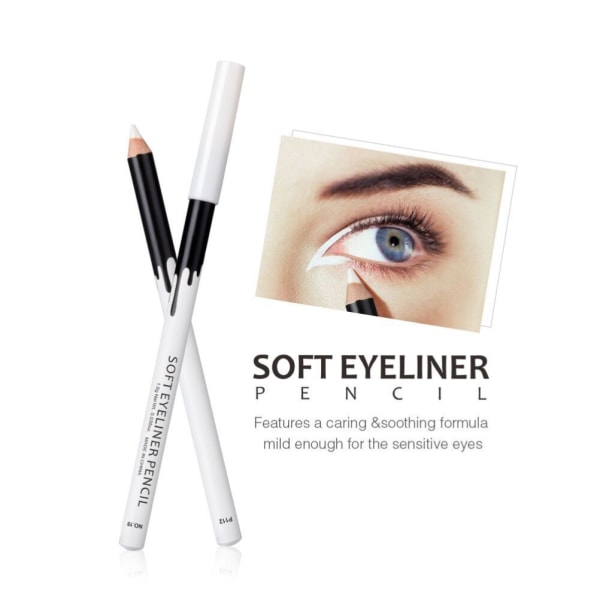 Hvit Eyeliner Langvarig og vanntett Eye Liner Pen Ikke blomstrende Liggende Silkworm Pen for Profesjonell eller Familie++/
