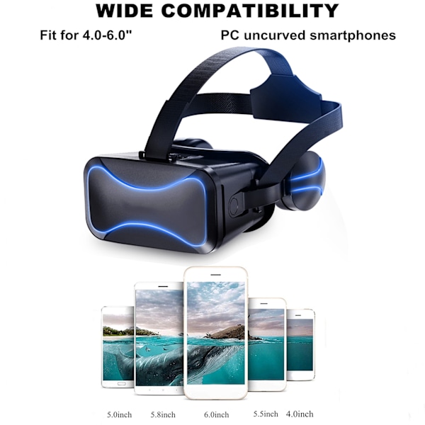 VR-headset med fjärrkontroll 3D-glasögon Virtual Reality-headset för VR-spel och 3D-filmer