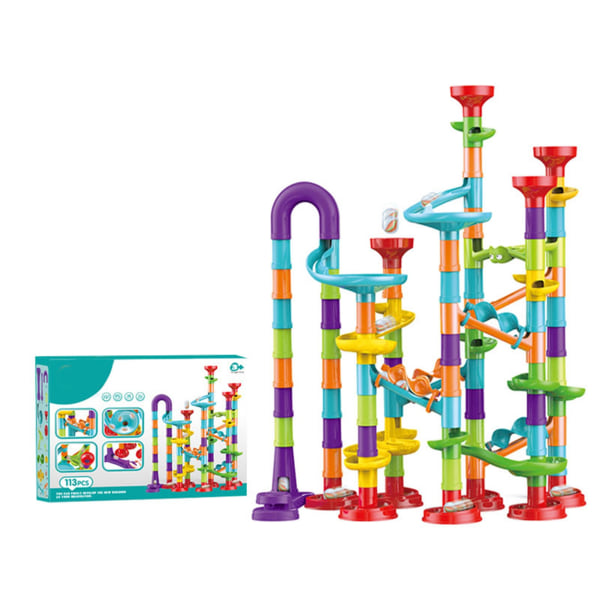 Roll Ball spår byggstenar färgglada stereoskopiska labyrint stapling leksaker för toddler tidig utbildning