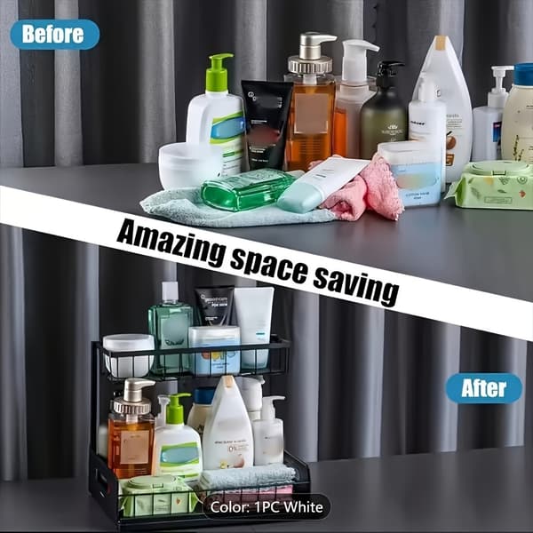 2-Tier Under Sink Organizer Heavy Duty Metal Pull Out Cabinet Shelf White Space Saving Bl Black 2 Pack