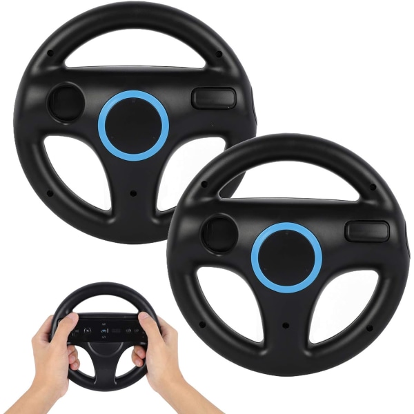 2-pack svart Wheel Steering WII Controller Design Stand Mario Kart Racing Game Rattstativ för Game Controller