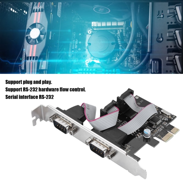 PCI-E til RS232 2 port seriel port konverter PCI Express controller adapter udvidelseskort++