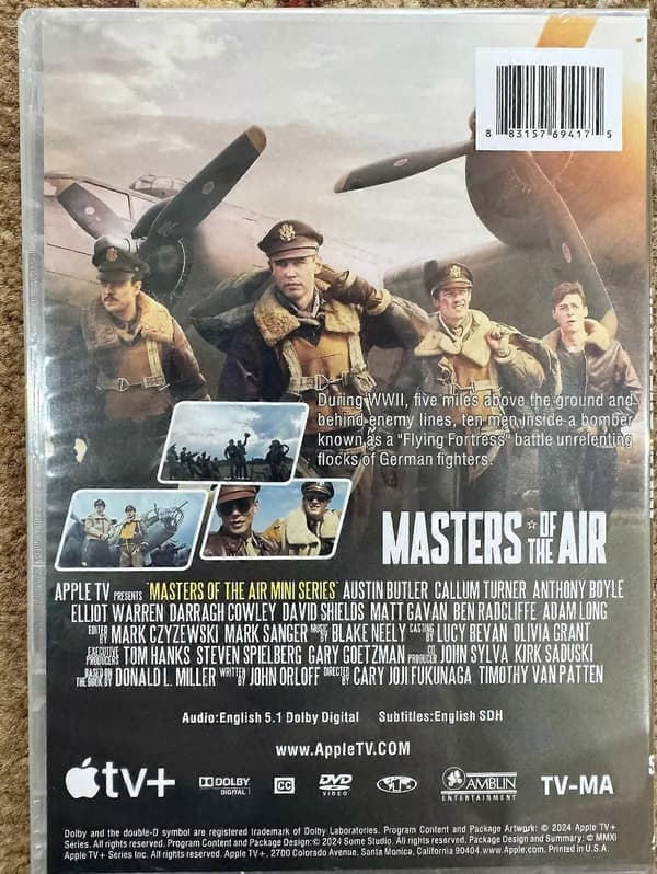 Masters of the Air: (DVD, 2024, 3-Disc Box Set) Engelsk Version Ny[BEMS]