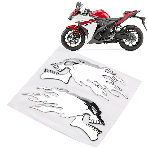 2 Stk. 3D Skull Head Auto Motorcykel Bil Dekor Mærkat
