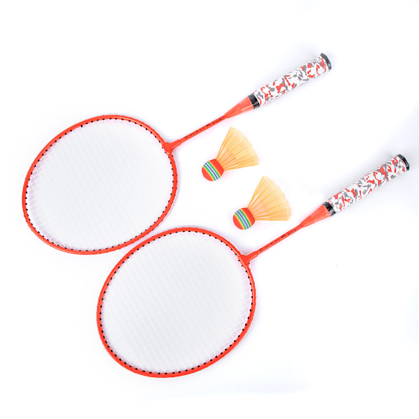 Badmintonracket för barn med 2 bollar Set Utomhus Sport Spel Barn Pojkar Flickor Leksak Fluorescerande Orange