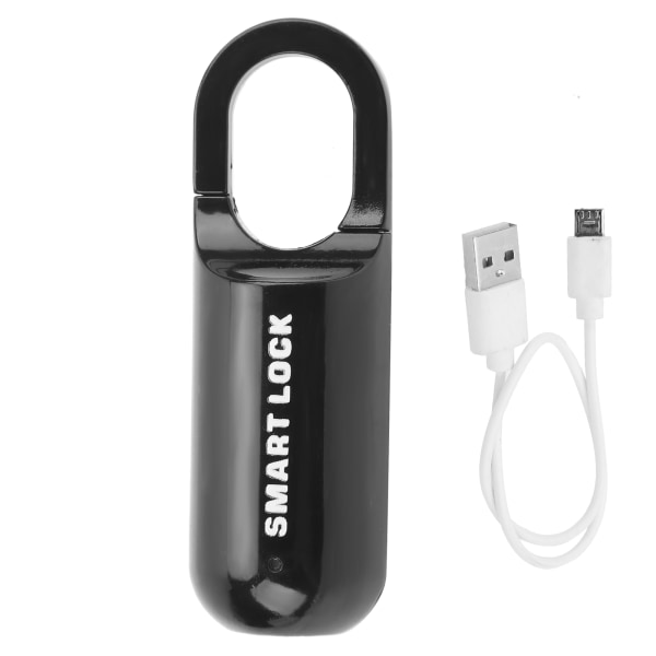 Fingeraftrykslås Tyverisikring USB Genopladelig hængelås med tommelfingeraftryk til kuffert (sort)//+