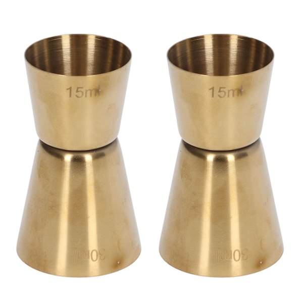 Dobbelt Hoved Cocktail Jigger i Rustfrit Stål Guld - 15/30ml